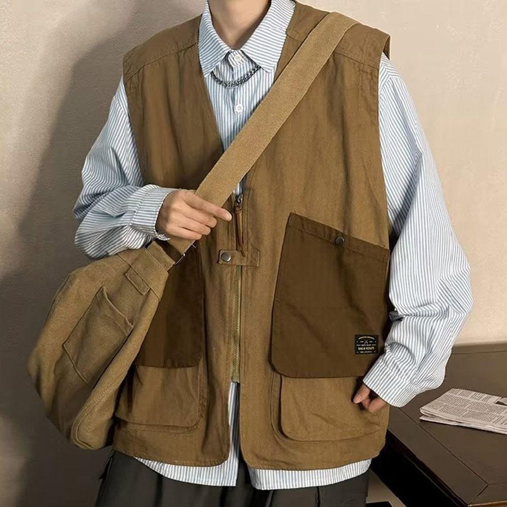 V-Ne Svel Workwear Vest Multi-pocket Sleeveless Jacket Trendy Vest Women