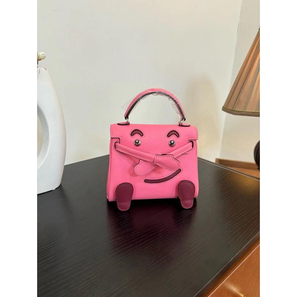 Borsa a faccina sorridente nuova per la primavera e l'estate 2025 borsa Kelli mini in pelle bovina di primo strato di alta gamma borsa a tracolla carina da millenial