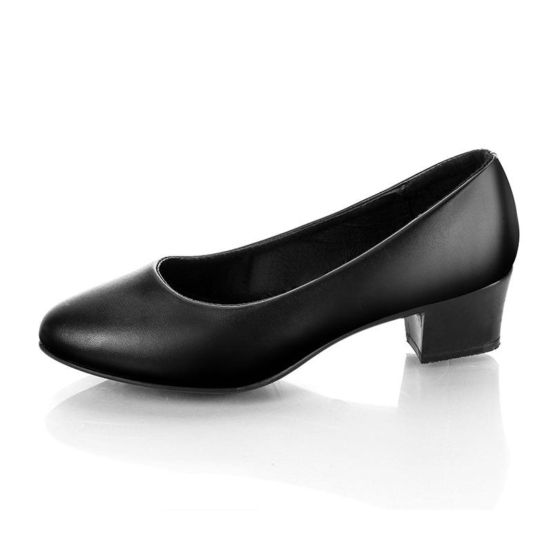 Women'S 5Cm High Heels Pumps Office Lady Women Shoes Sexy Bride Party Thick Heel Round Toe Leather Zapatillas Mujer Wedges G6