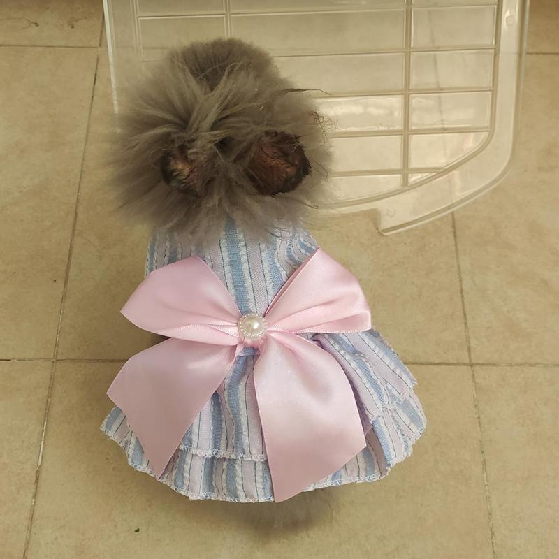 Cat Puppy Princess Dress Summer Pet Clothes Striped Plaid Dresses with Bow for Cats Kitten Rabbit Sphynx Clothing Ropa Para Gato