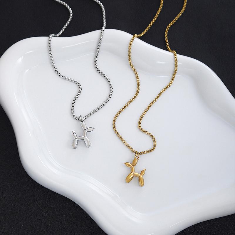Fashionable And Creative Metal Balloon Dog Pendant Necklace Suitable For Men And Women Fun And Personalized Daily Jewelry Gifts