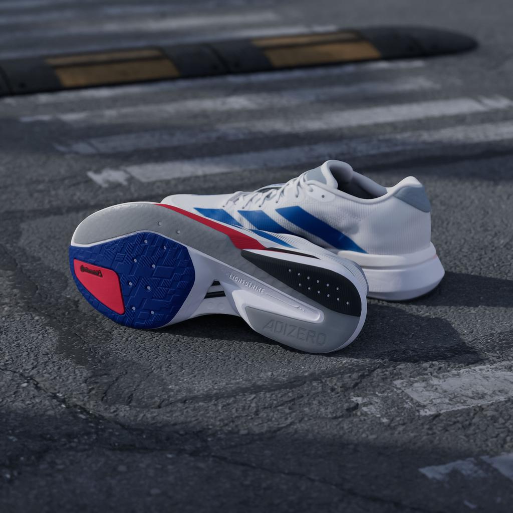 adidas Adizero Boston 13 Support Low Top Running Shoes Men's White Blu