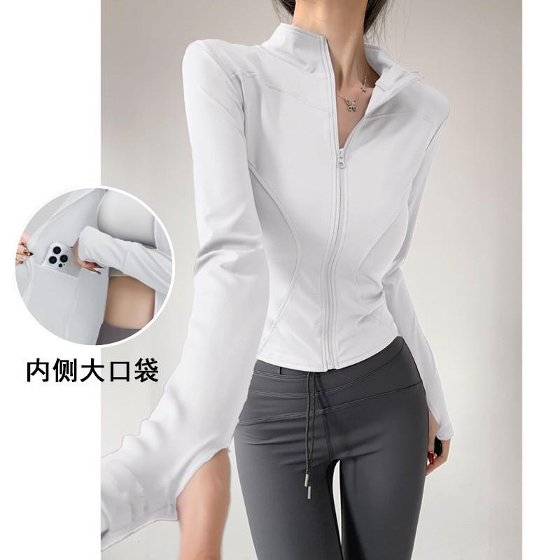 Sunscreen Clothing Yoga Clothing Skinny T-Shirt Sports Long Sleeve Running Training Pilates Stand-Up Neck Zipper Fitness Clothing Jacket