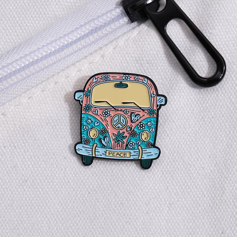 Enamel Pins Cute Bus Car Flower Brooches Women Men Jeans Coat Lapel Pin Badges Decoration Jewelry Gift For Friends