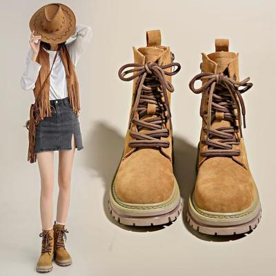 Boots Women's Autumn Work Style Thick Bottom Spring and Autumn Single Boots Inside Short Boots Fashionable and Comfortable