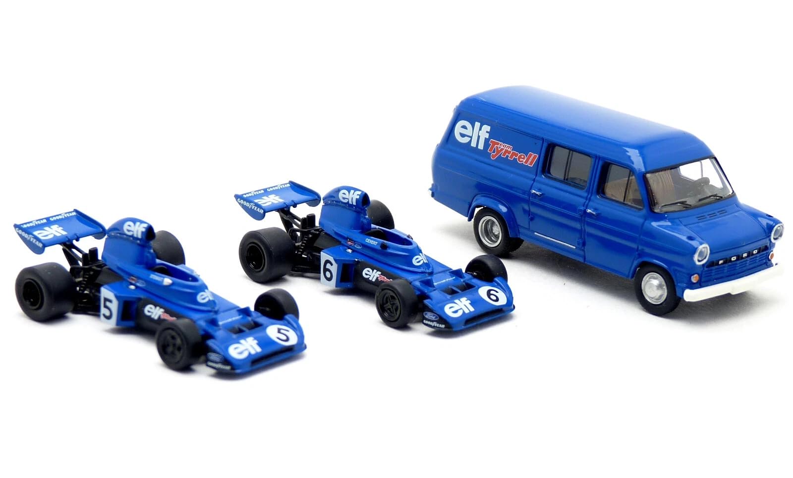 

Brekina масштаб HO масштаб Tyrrell F1 006 Elf 1973 Гран-при Германии Стюарт Северт набор 1/87 J. F. 3-вагонный синий