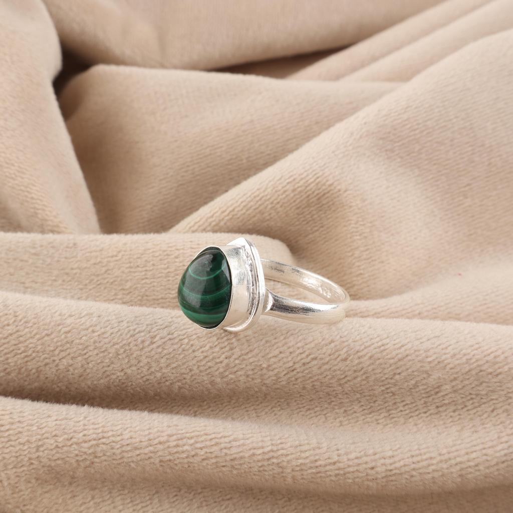 Natural Malachite Gemstone 925 Sterling Silver Women Jewelry Wedding Ring RR-76-25