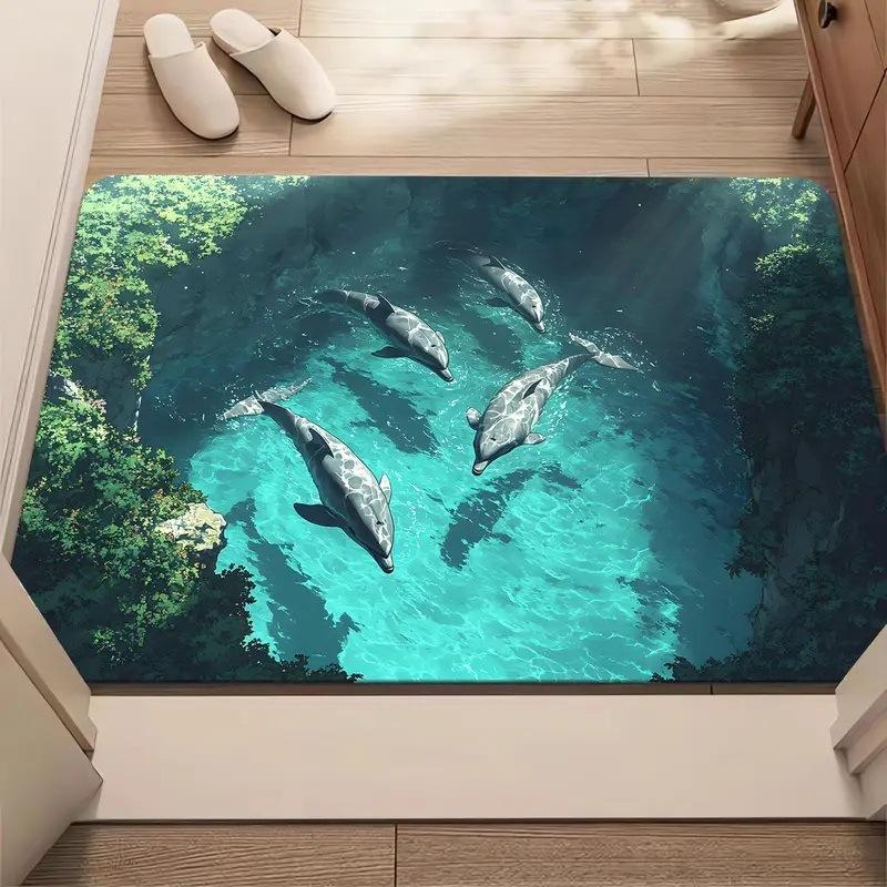 Absorberende Baderoms-Toalett Dørmatte Sklisikker og Slitesterk Fotmatte Inngangsdørmatte