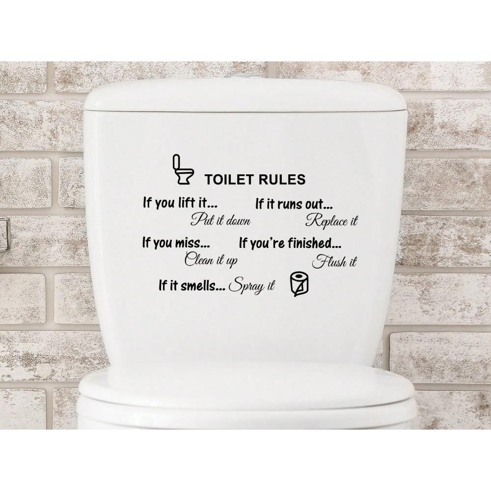 Toilet Rules Bathroom Wall Decor Stickers, DIY Removable Vinyl Art Bathroom Decor Wall Quotes Stickers Sign For Door Living Room Home Decorations