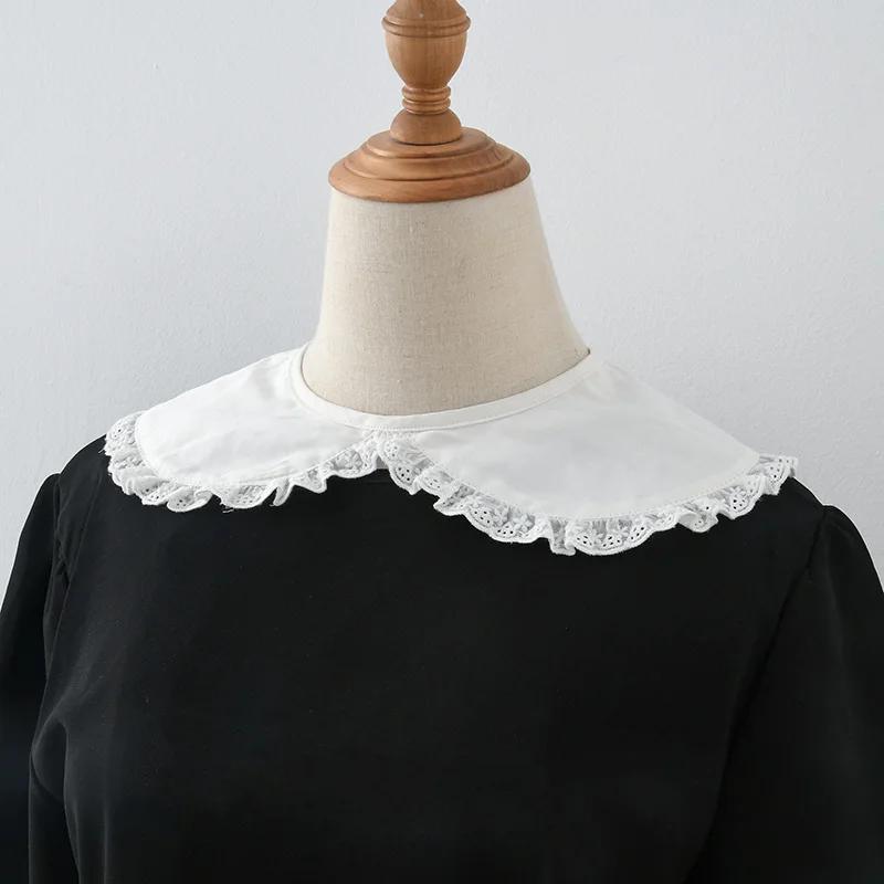 Damen Hemd Abnehmbarer Falscher Kragen Mädchen Rüschen Spitze Floral Weiß Halbes Hemd Halskette Schal Schulterwickel Falscher Kragen