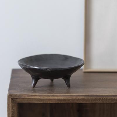 Piatto Rotondo in Gres Stoneware Retrò Vassoio per Frutta Piatto da Dessert Vassoio per Rinfreschi Piatto da Cena su Treppiede Alto Piatti in Ceramica Bianco e Nero