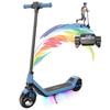 Patinete Elétrico Infantil Idade 8-12, Autonomia de 16 KM, Velocidade Máxima de 16KM/H, Patinete Elétrico Ultra Leve de 6,5" para Crianças com Iluminação Ambiente Colorida - Azul