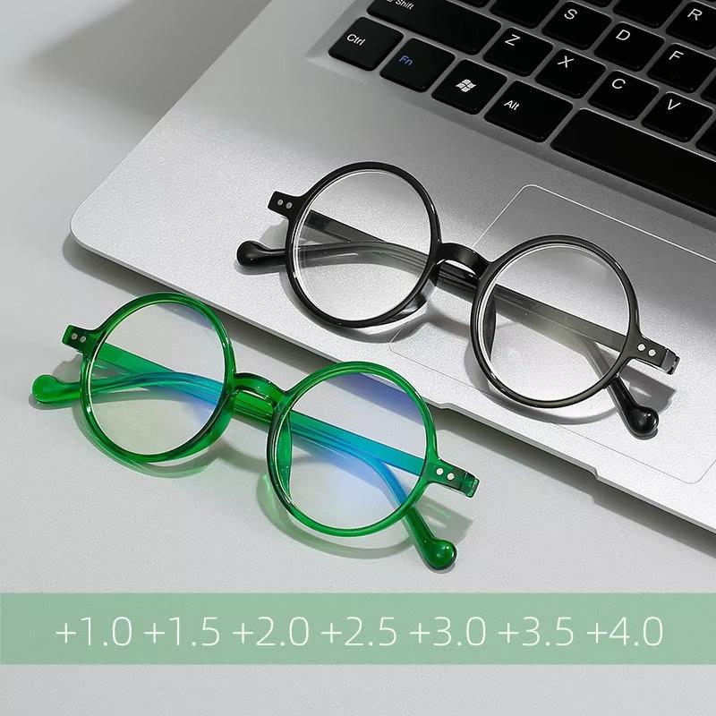 Round Reading Glasses Women Retro Green Magnifier Presbyopic Glasses Ultralight Far Sight Eyewear Diopter +1.0+2.0+3.0+4.0