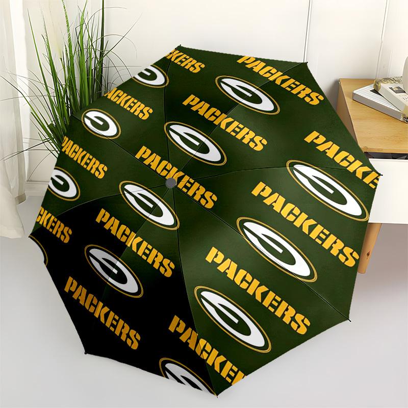 Green Bay Packers,Logo Themed Automatic Opening and Closing Umbrella,Compact Travel Umbrella,Lightweight and Portable,Suitable for Beach Com