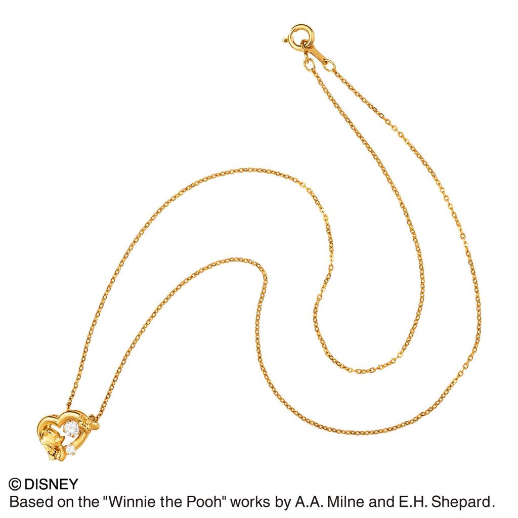 the Dancing Stone Necklace Disney Silver 925 Cubic Zirconia Heart Yellow Gold DISS011YG [White Clover] "Winnie Pooh" Women's