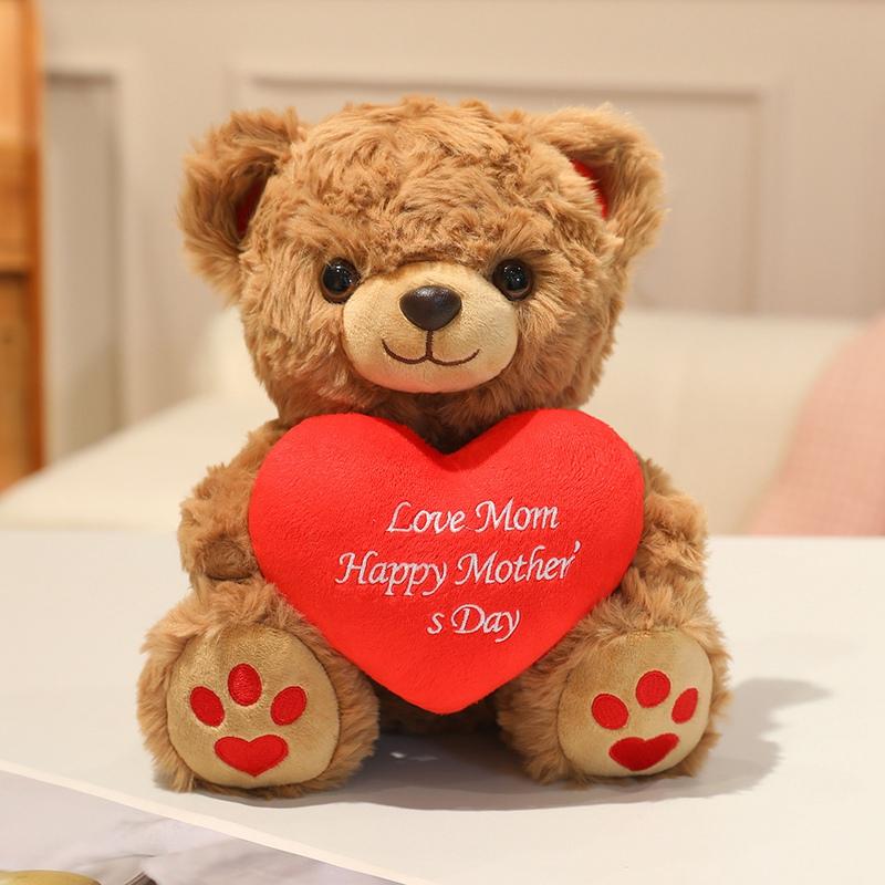 

26cm Teddy Bear Love Heart Soft Plush Toys Love Mom Happy Mother’s Day Stuffed Plushies Dolls Cute Animal Bear For Gifts 26cm коричневый