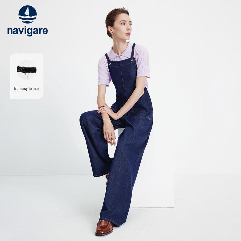 

Navigare Women s Loose Wide-Leg Denim Overalls S