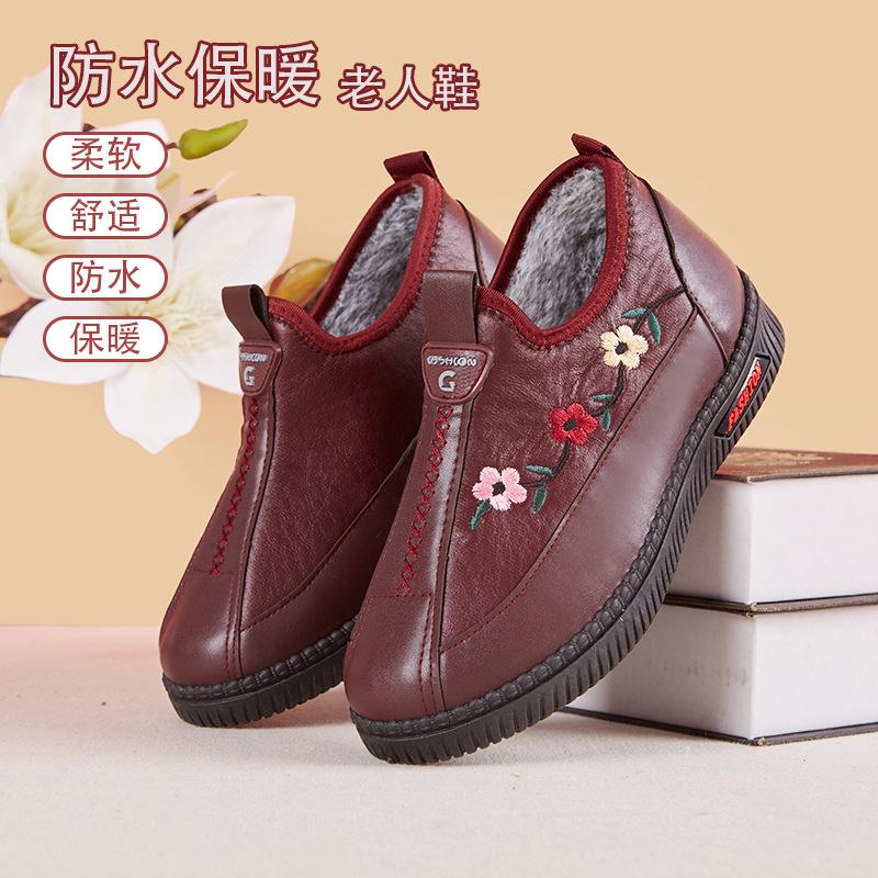 Winter non-slip cloth shoes women's cotton shoes velvet warm grandma waterproof soft sole middle-aged mother shoes