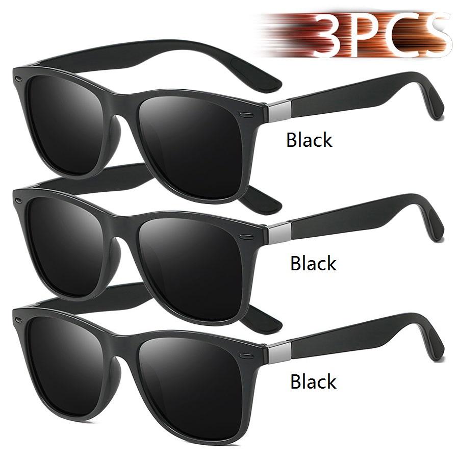 3Pcs Vintage Square Sunglasses Unisex UV400 Protection Fashion Luxury Designer Sun Glasses For Men Women Driving Fishing