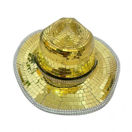 Disco Western Cowboy Hat for Men Women, Sparkly Silver Disco Mirror Hat for Music Festivals, Concerts, Western Party