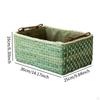 Corn Husk Weaving Basket Closet Organiser with PU Leather Handles Countertop Organizer for Kitchen