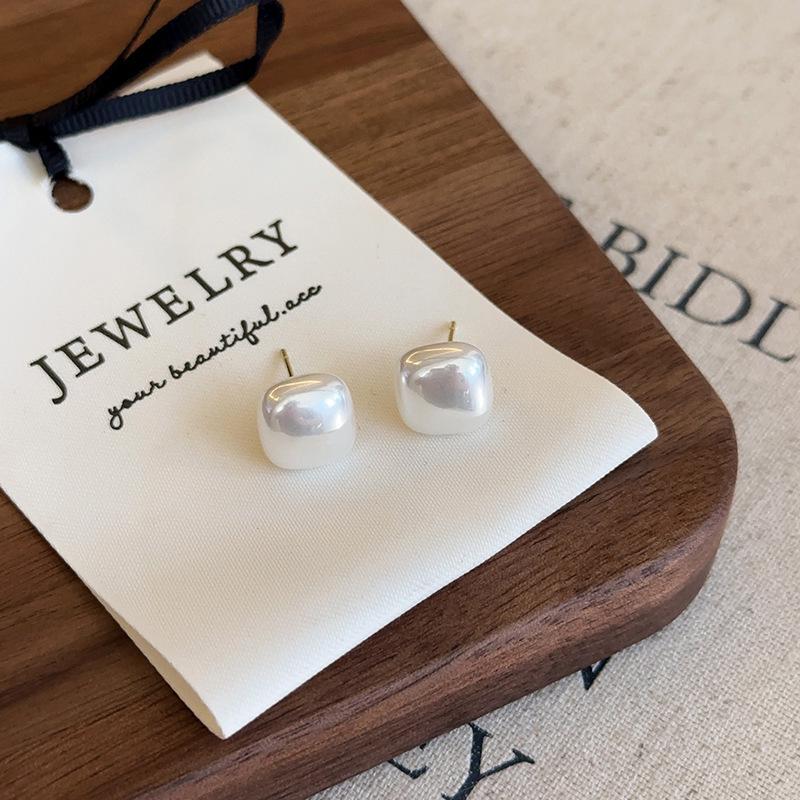 Square Pearl Silver Stud Earrings for Women - Luxury, Elegant, and Versatile Ear Accessories