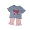 2024 Girls' Summer Bear Butterfly T-Shirt & Flared Pants Set