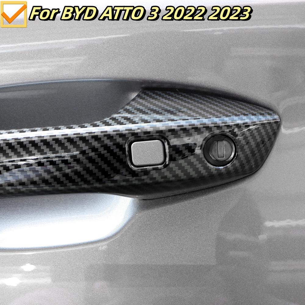 For BYD ATTO 3 2026 2026 2026 Atto3 Car Door Handle Cover with Smart Key Hole Catch Cap Trim Molding Accessories ABS Chrome