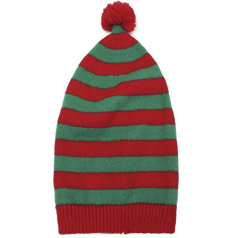 Adult Christmas Knitted Hat Elf Santa Beanies Santa Red and Green Knitted Crochet Hat