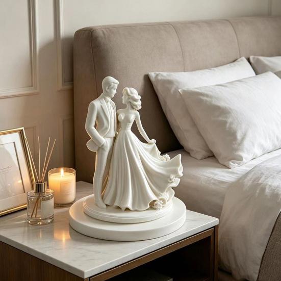 Desktop Ornament 3D Printed Bride Groom Figure Romantic Sculpture Home Style Decorative Figurine Wedding Table Decoration