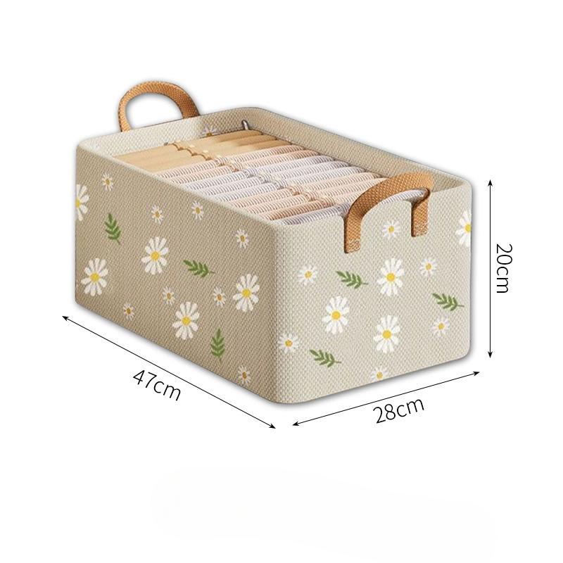 Clothing Storage Home Dormitory Small Daisy Wardrobe Steel Frame Storage Box Pants Fabric Organizer Box Storage Basket