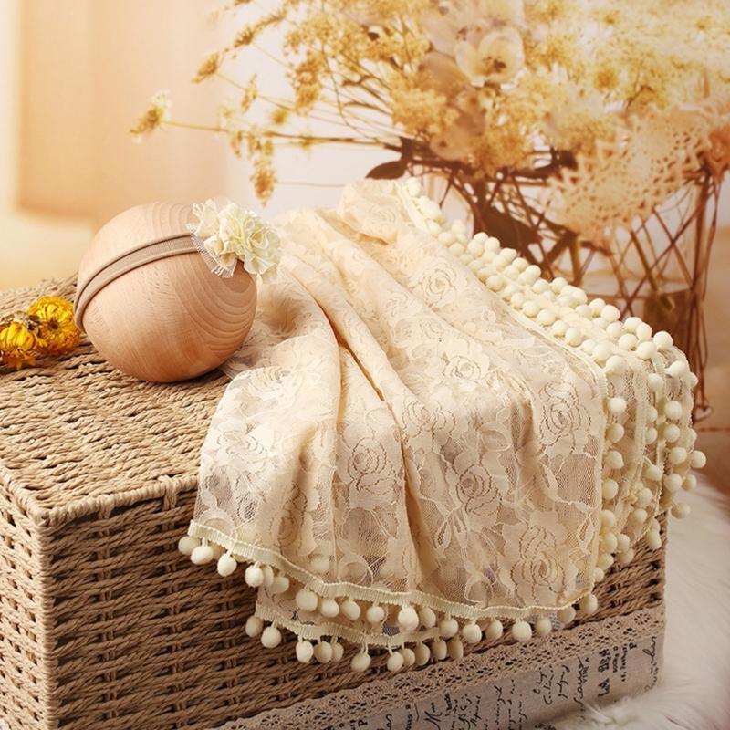 Wrap Blanket for Baby Photography Props Tassel Blanket Rose Flower Headband Newborn Photo Posing Props Photo Accessories
