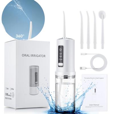 Apa dentara portabila electrica, irigator oral, curatator de dinti, masina de spalat gura cu 4 duze, igiena bucala fara fir