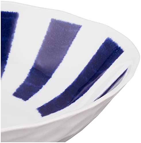 Hasami Ware Indigo Aiama Deformed Multi-Purpose Bowl, Indigo-Dyed Tokusa Pattern, 32560