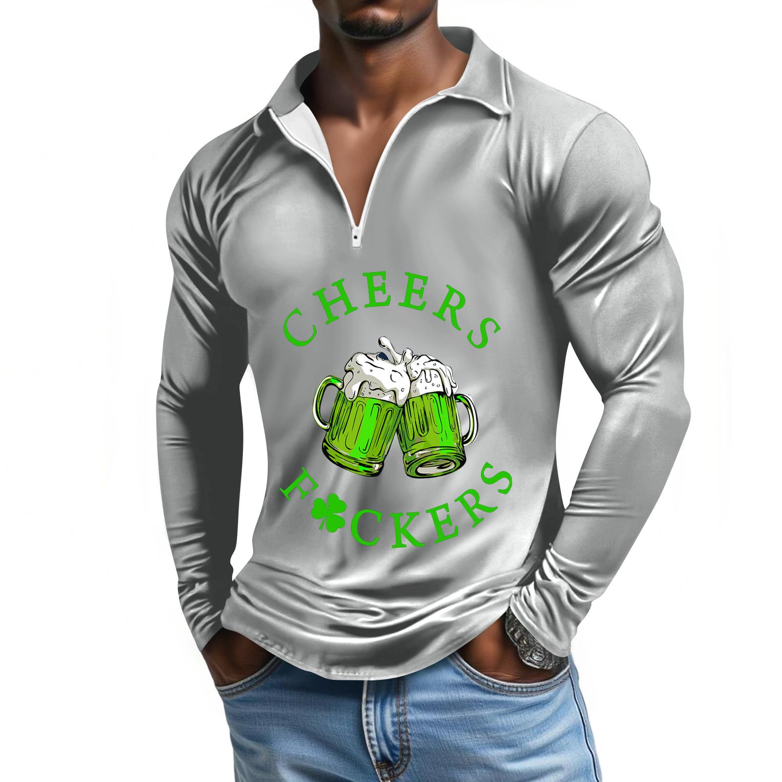 

Чоловіча футболка з довгим рукавом Модна повсякденна футболка на блискавці з принтом XL