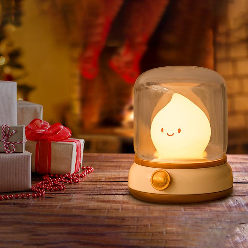 Cute Kerosene Lamp Candle Night Light Desktop LED Decorative Lamp USB Rechargeable Night Light Bedroom Creative Children's Gift