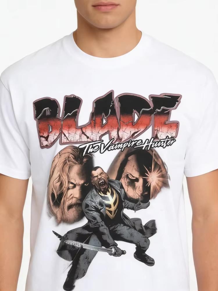 

Marvel 2026 New Marvel CVLA X Marvel Blade Vampire Hunter Comic Print Mens and Womens Short Sleeve Plus Size Casual TShirts S