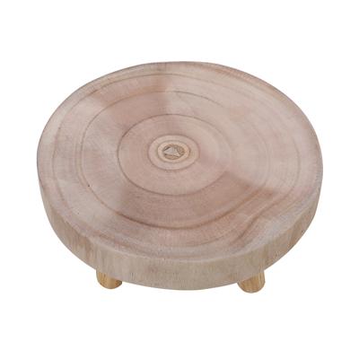 Wooden Flower Stand Stool Round Wooden Riser with 2.4in Leg Height Unpainted Finish M