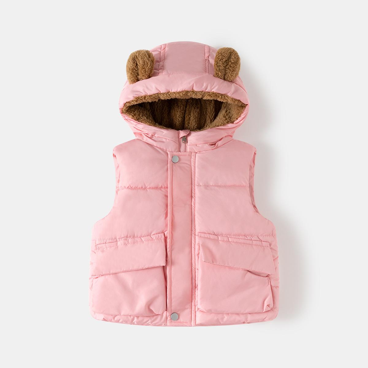 

Children s vest hooded thickened boy wearing warm vest girl baby velvet vest medium child coat 130cm