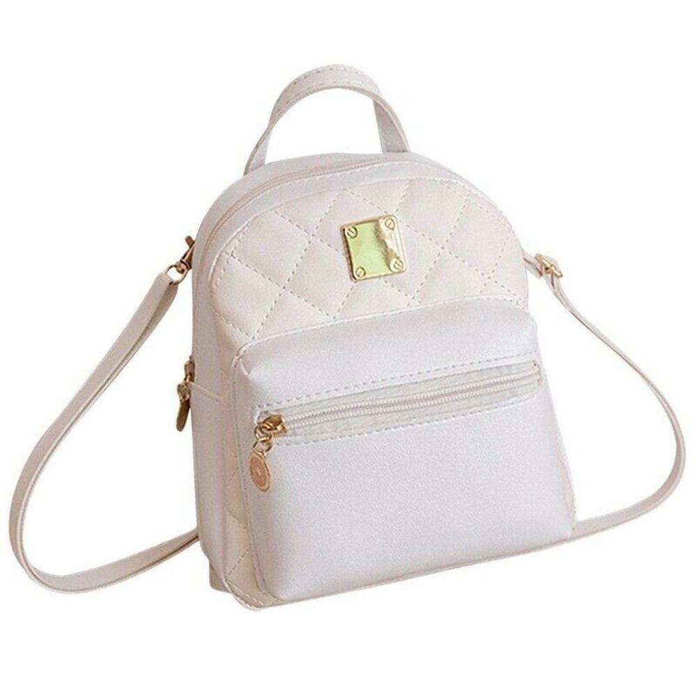 Women Backpack PU Leather Lingge Shoulder Small Backpack Multi-Function Ladies Phone Pouch Pack Ladies School Backpack Bags
