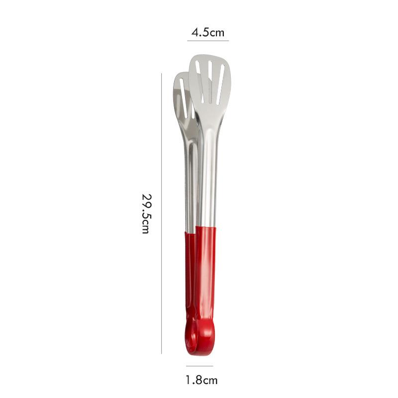 304 Stainless Steel Triple-Line Kitchen Tongs for Bread, Barbecue, and Buffet