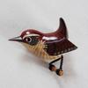 Used Carved wooden bird brooch, wren, lovebird, craft