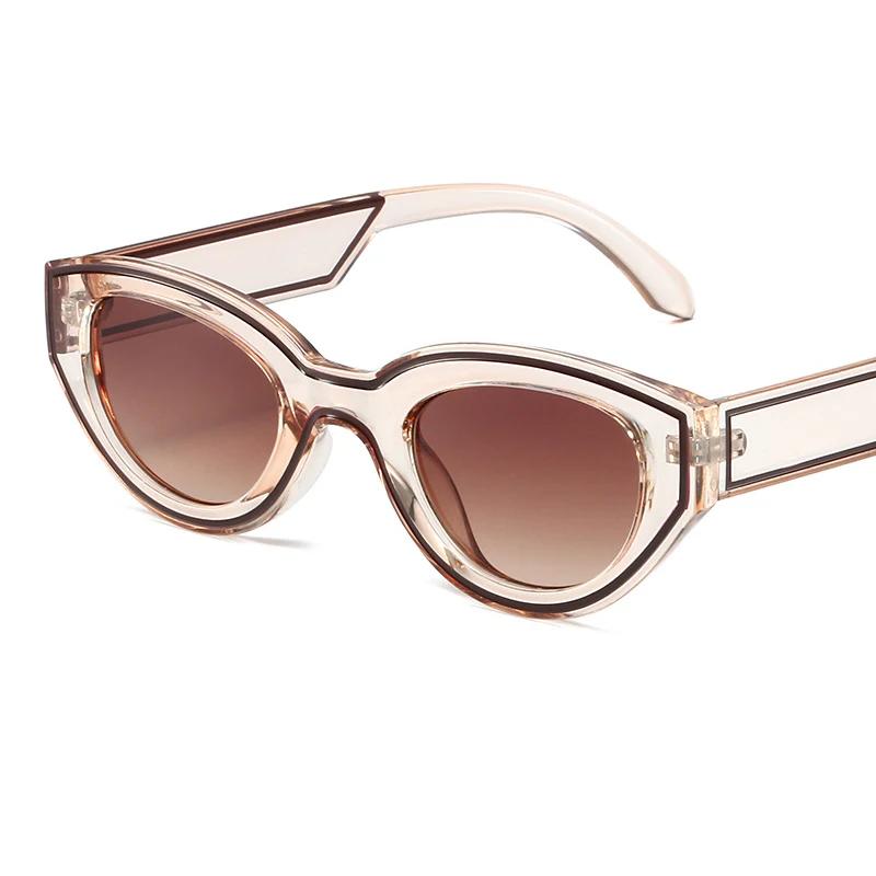 New Fashion Cat Eye Large Frame Sunglasses Woman Vintage Style Striped Decoration Trending Eyewear UV400 Eyeglasses