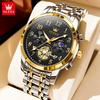 OLEVS Fashion Business Mens Wristwatches Gold Clock Male Stainless Steel Waterproof Calendar Quartz Watches