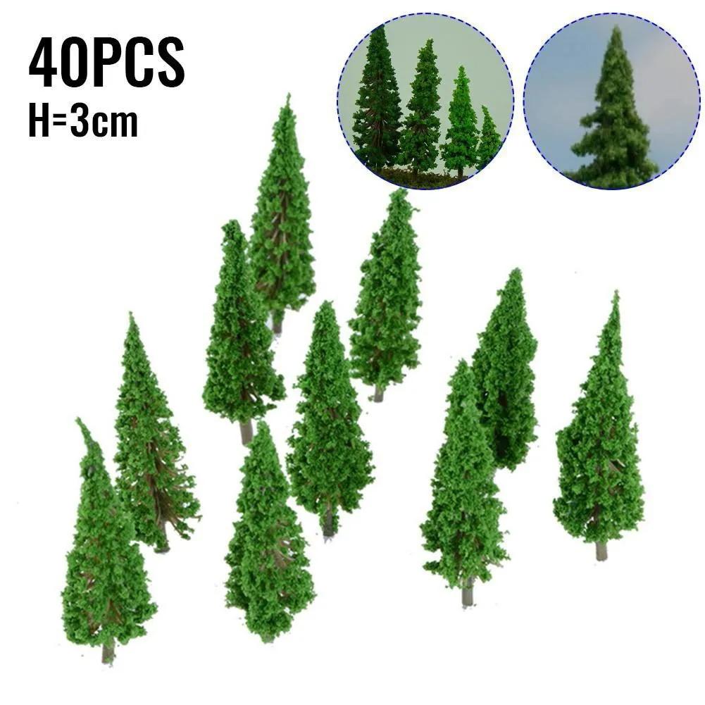 40 Pcs 1:100 Scale Model Trees 3.5cm/4.5cm Railroad Diorama Wargame Park Landscape Scenery Model Trees Decorate Building Model
