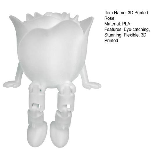 Figurina di Rosa Stampata in 3D Statua di Rosa Rossa Luminosa al Buio con Gambe Articolate Flessibili Regalo Romantico per Natale San Valentino Decorazione per la Casa