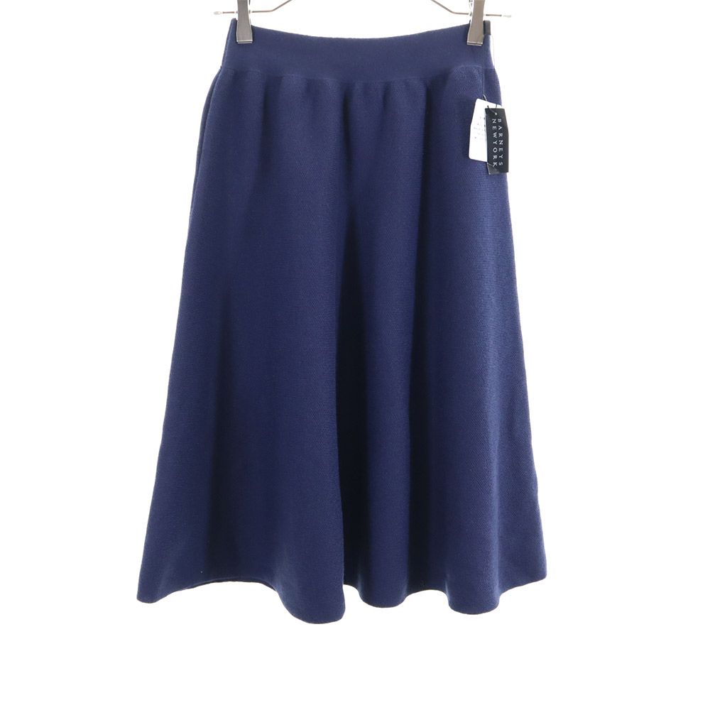 unused BARNEYS NEWYORK wool blend Midi length knit skirt 38 Navy Women Used