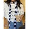 Women Spring Summer Stripe Pattern Scarf Thin Neckerchief Y2k Style Colorful Thin Knitted Neck Guard Lightweight