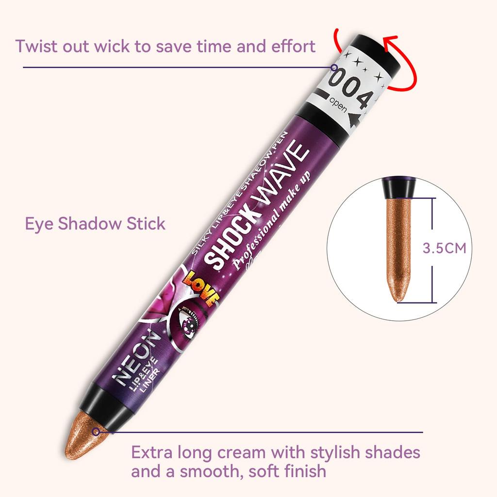 Boobeen Eyeshadow Lip Color Cream Shimmer Smooth Eyeshadow Bright Eyeshadow Primer Eyeshadow Makeup Stick 2-in-1 & Crayon, Pencil, Base, Smudge-Proof