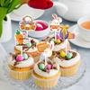 Colorful Easter Cake Decorations Set of 12pcs Rabbit Gnomes Cupcake Toppers Spring Theme Decor Easter Party Supplies